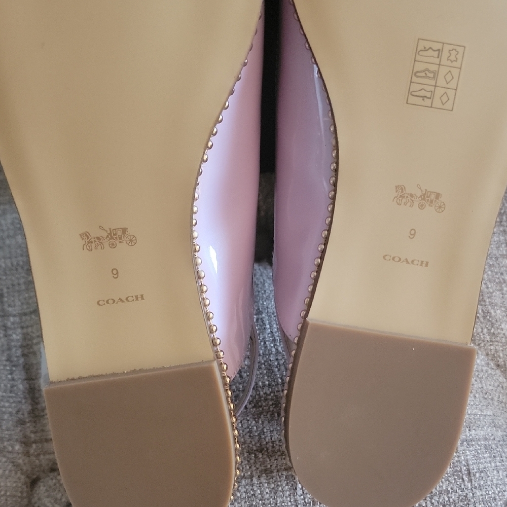 Coach Lilac Patent Leather Beaded-Trim Slingback Flats - Picture 6 of 10